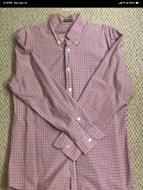 Orvis Red & Blue Small Check Button-Down Shirt. Size M